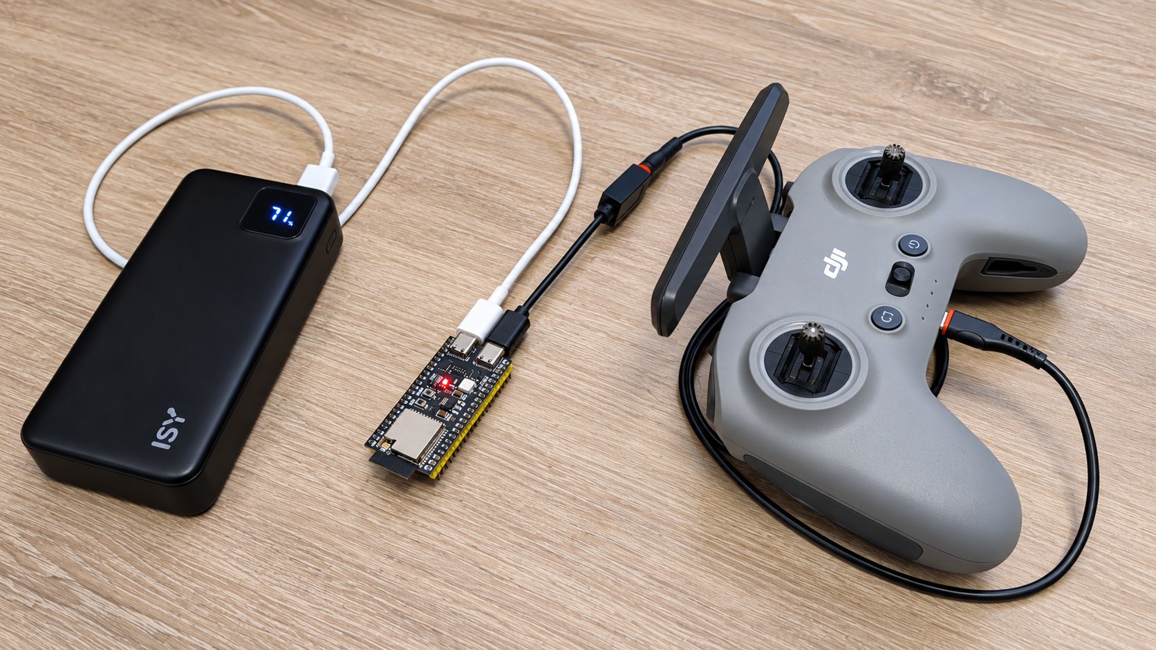 Real controller and ESP32-S3 ControlRoam hardware setup